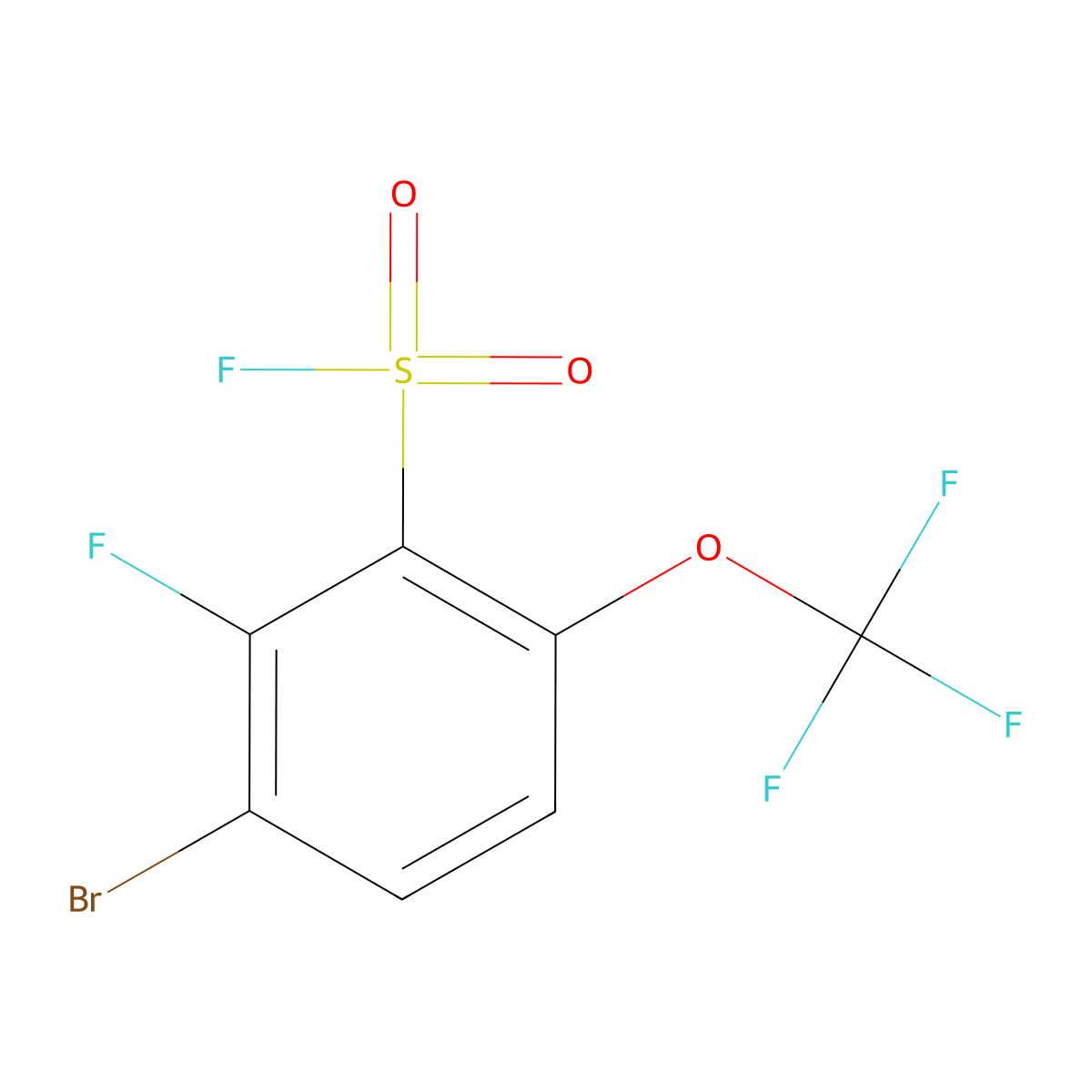 3-Bromo-2-fluoro-6-(trifluoromethoxy)benzene-1-sulfonyl fluoride molecular structure, CAS 2901082-21-9
