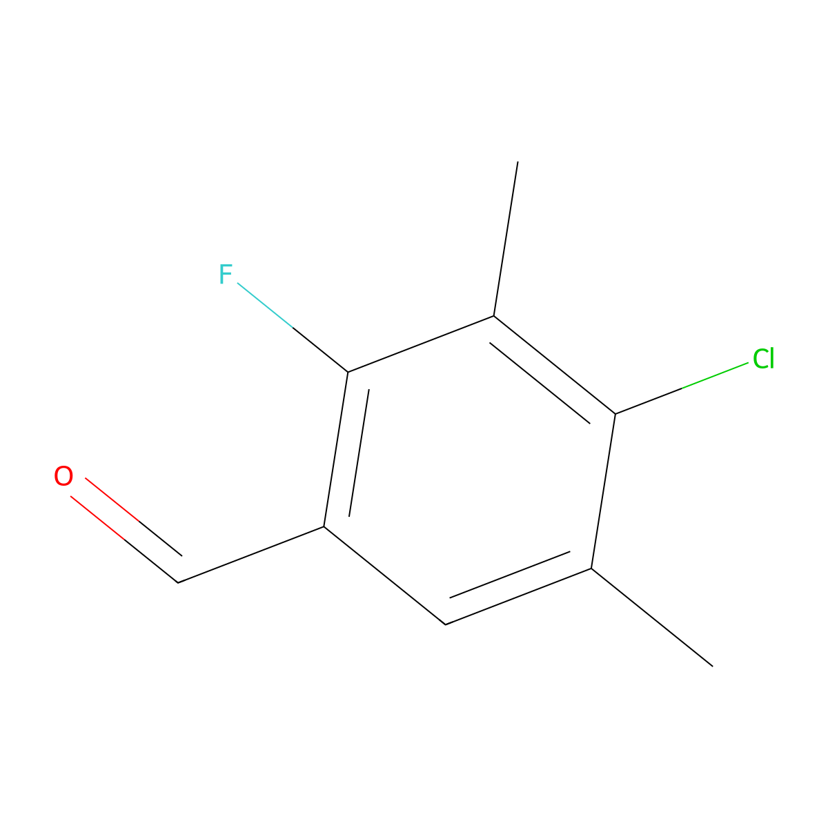 4-Chloro-2-fluoro-3,5-dimethylbenzaldehyde molecular structure, CAS 2901082-22-0
