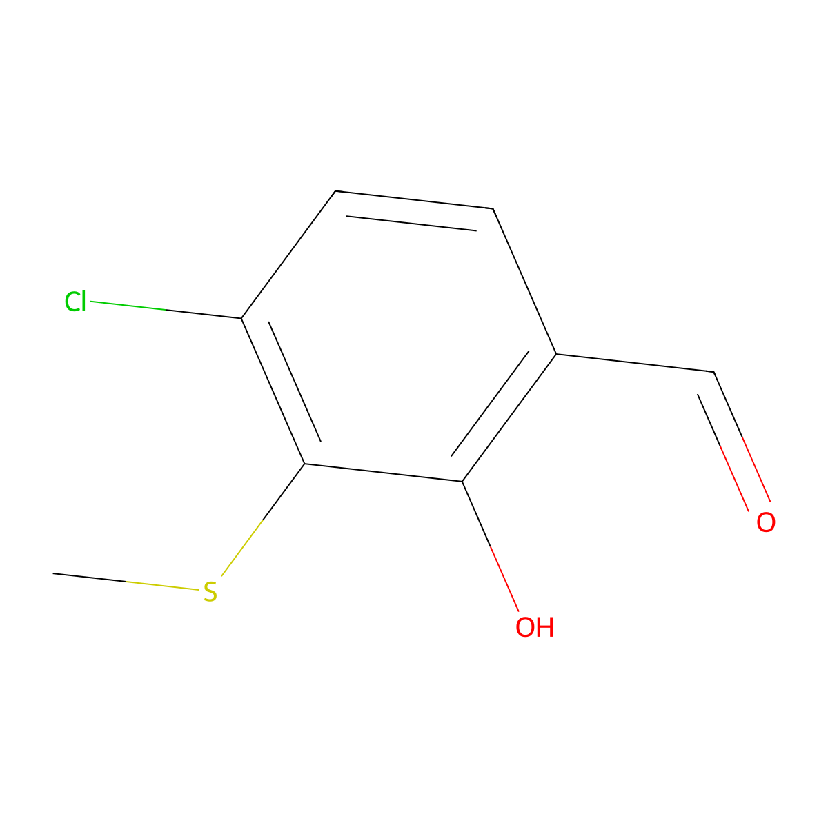4-Chloro-2-hydroxy-3-(methylthio)benZaldehyde molecular structure, CAS 2901082-26-4