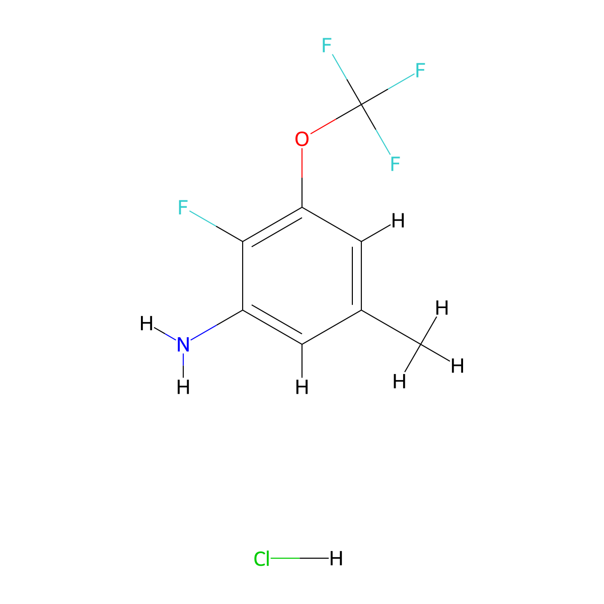 2-Fluoro-5-methyl-3-(trifluoromethoxy)aniline hydrochloride molecular structure, CAS 2901082-28-6