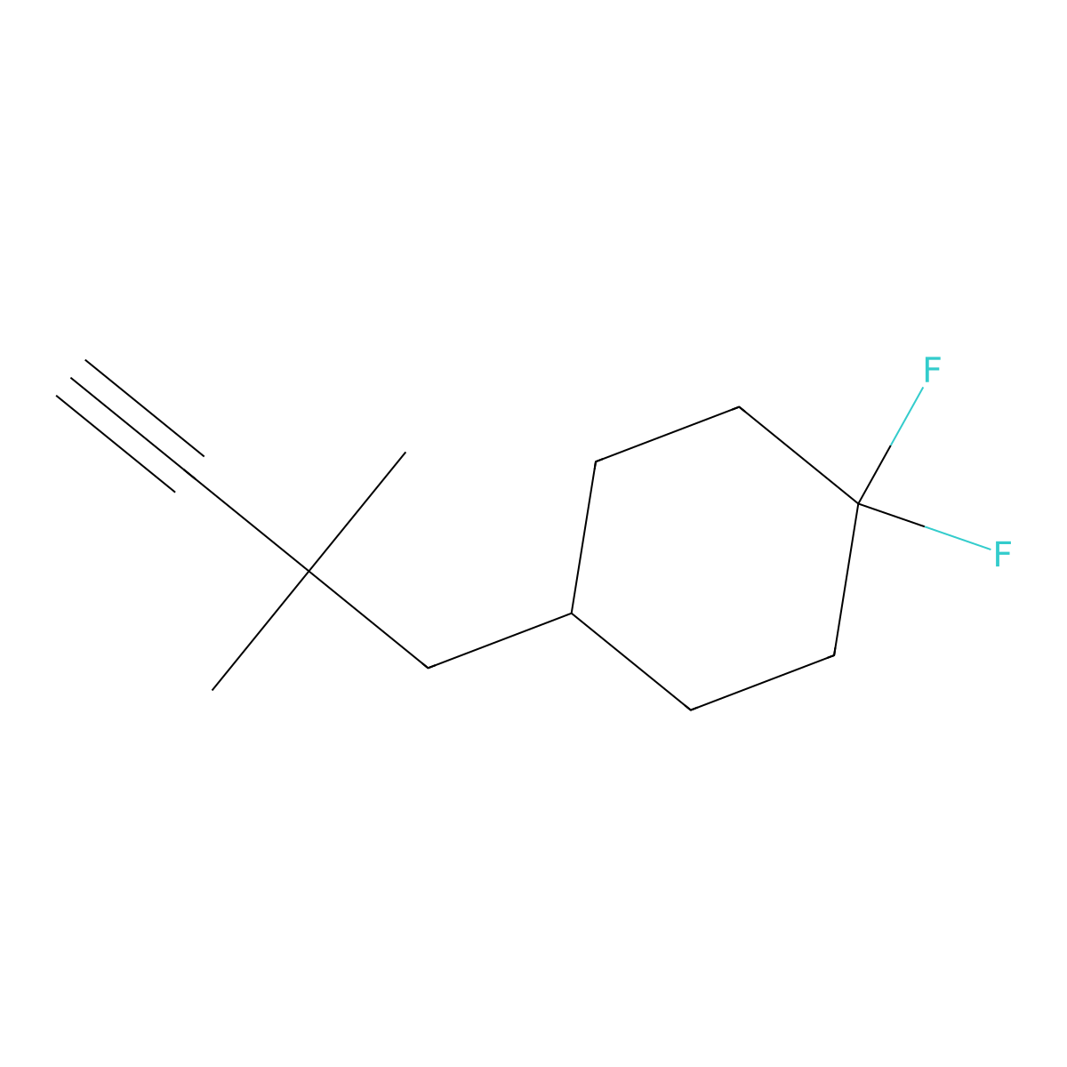 4-(2,2-Dimethylbut-3-yn-1-yl)-1,1-difluorocyclohexane molecular structure, CAS 2901082-29-7