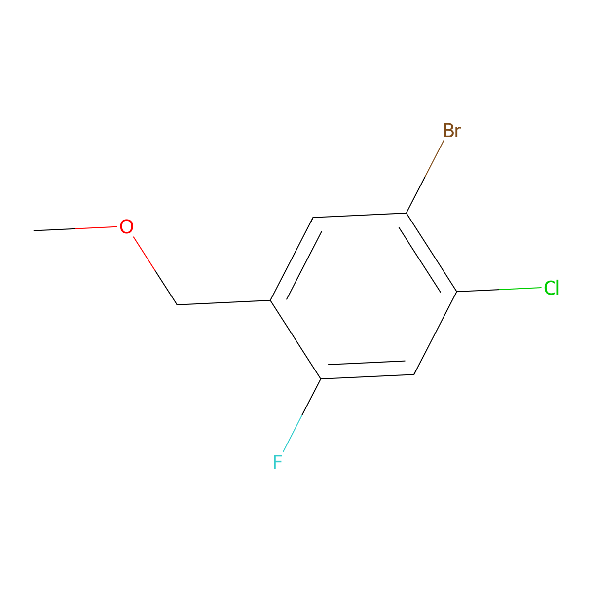 1-Bromo-2-chloro-4-fluoro-5-(methoxymethyl)benZene molecular structure, CAS 2901082-38-8
