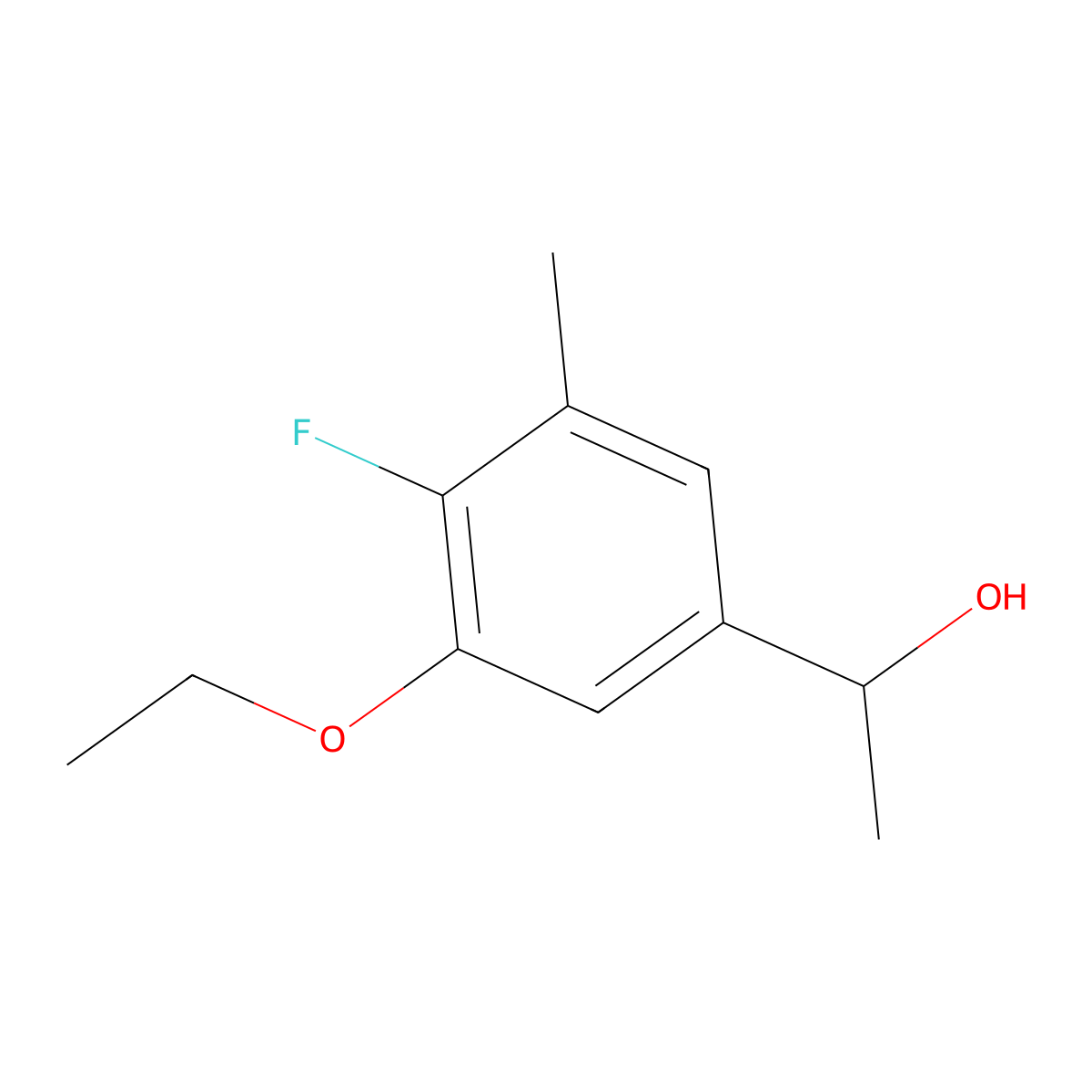 1-(3-Ethoxy-4-fluoro-5-methylphenyl)ethanol molecular structure, CAS 2901082-41-3