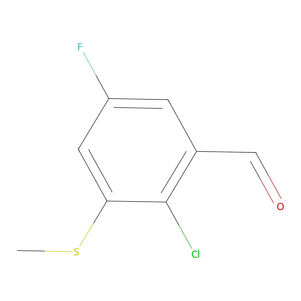 2-Chloro-5-fluoro-3-(methylthio)benZaldehyde molecular structure, CAS 2901082-54-8