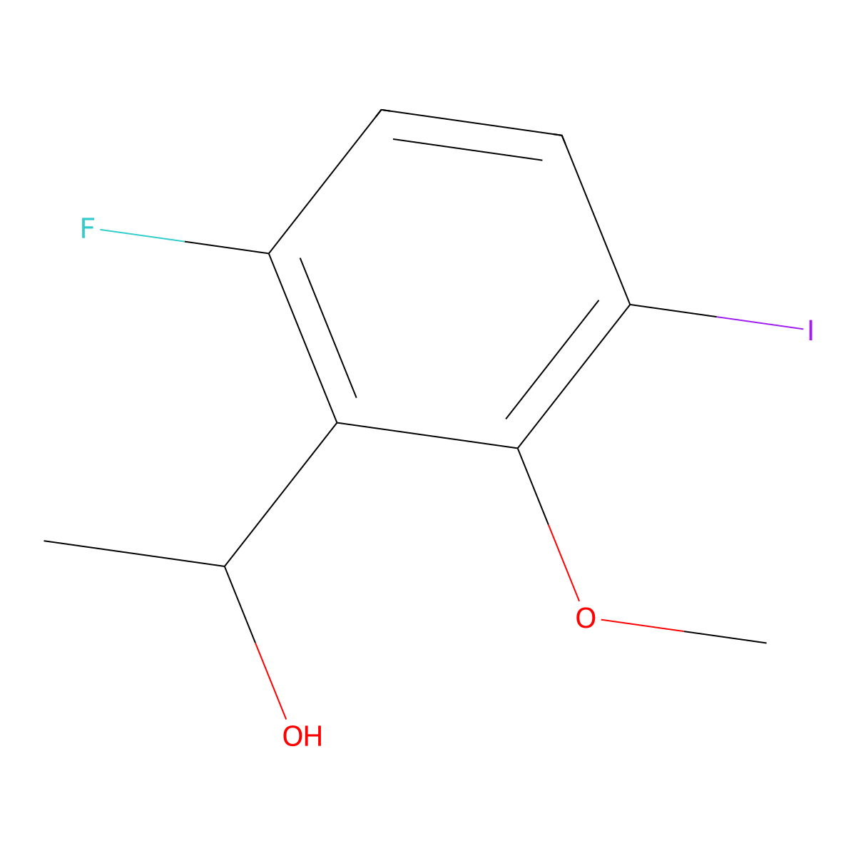 1-(6-Fluoro-3-iodo-2-methoxyphenyl)ethanol molecular structure, CAS 2901082-60-6
