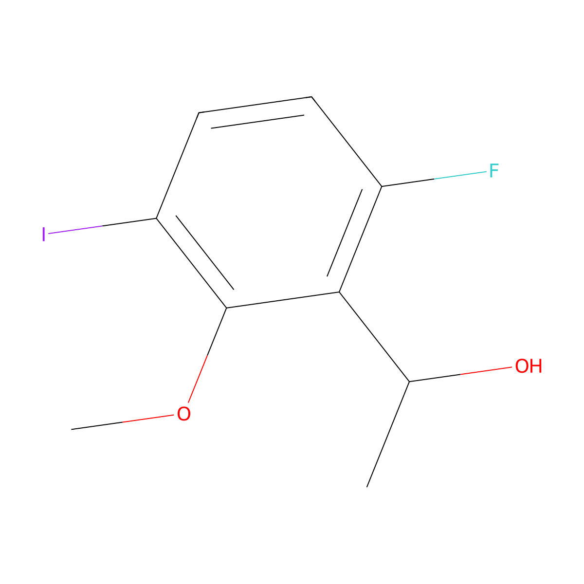 1-(6-Fluoro-3-iodo-2-methoxyphenyl)ethanol molecular structure, CAS 2901082-60-6