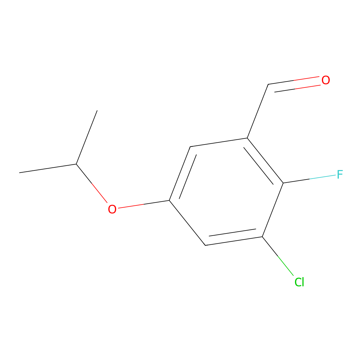 3-Chloro-2-fluoro-5-isopropoxybenzaldehyde molecular structure, CAS 2901082-61-7