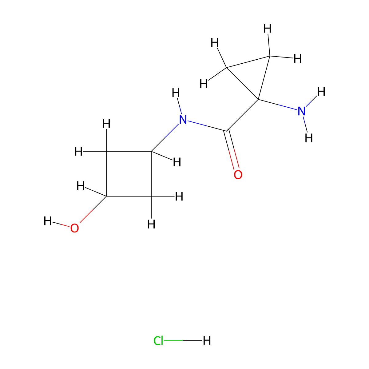 1-amino-N-(3-hydroxycyclobutyl)cyclopropane-1-carboxamide hydrochloride, Mixture of diastereomers molecular structure, CAS 2901082-64-0