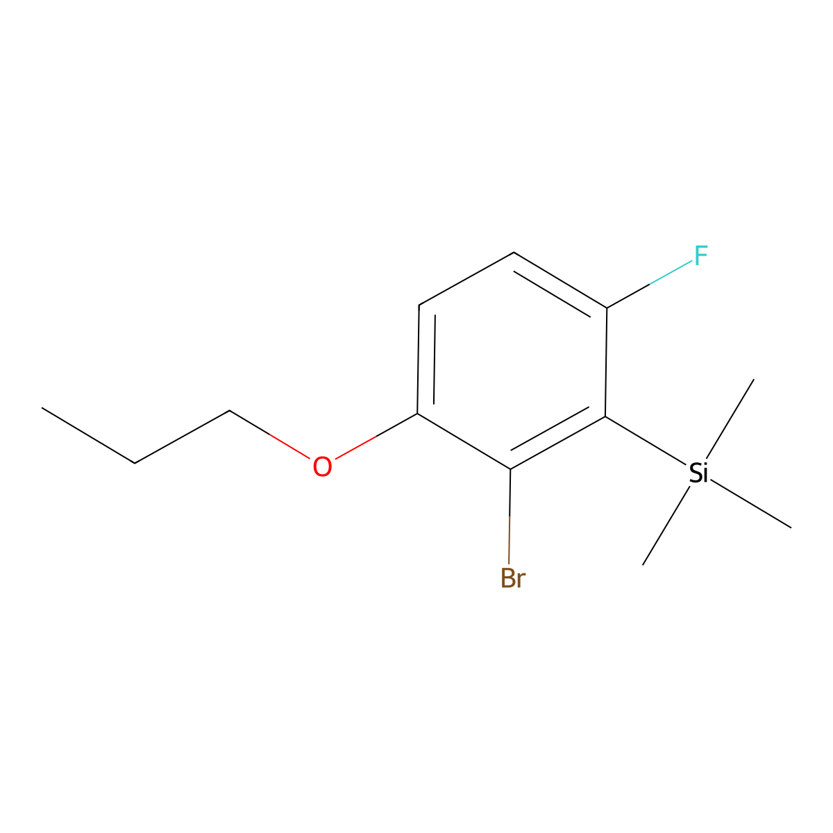 (2-Bromo-6-fluoro-3-propoxyphenyl)trimethylsilane molecular structure, CAS 2901082-67-3