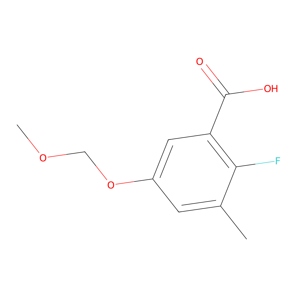 2-Fluoro-5-(methoxymethoxy)-3-methylbenZoic acid molecular structure, CAS 2901082-68-4