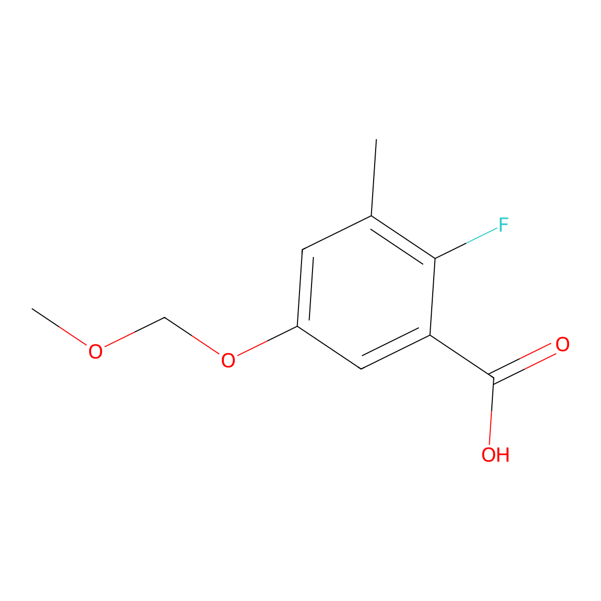 2-Fluoro-5-(methoxymethoxy)-3-methylbenZoic acid molecular structure, CAS 2901082-68-4