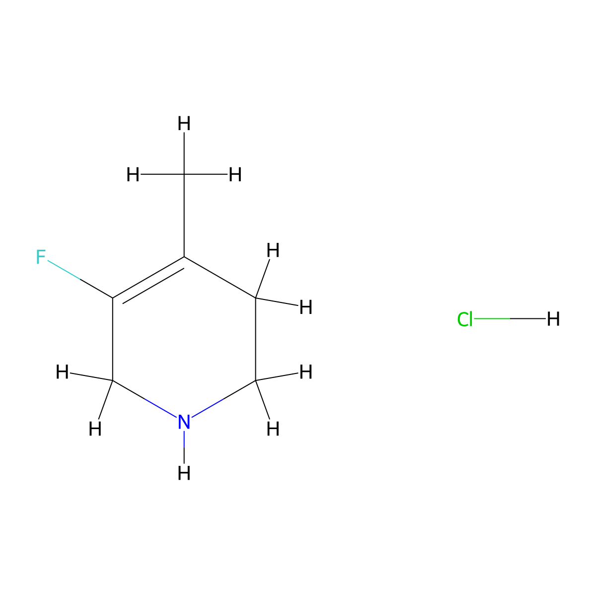 5-Fluoro-4-methyl-1,2,3,6-tetrahydropyridine hydrochloride molecular structure, CAS 2901082-73-1