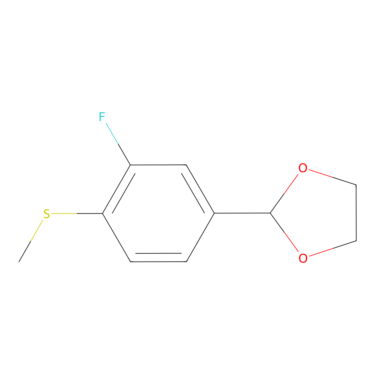 2-(3-Fluoro-4-(methylthio)phenyl)-1,3-dioxolane molecular structure, CAS 2901082-78-6