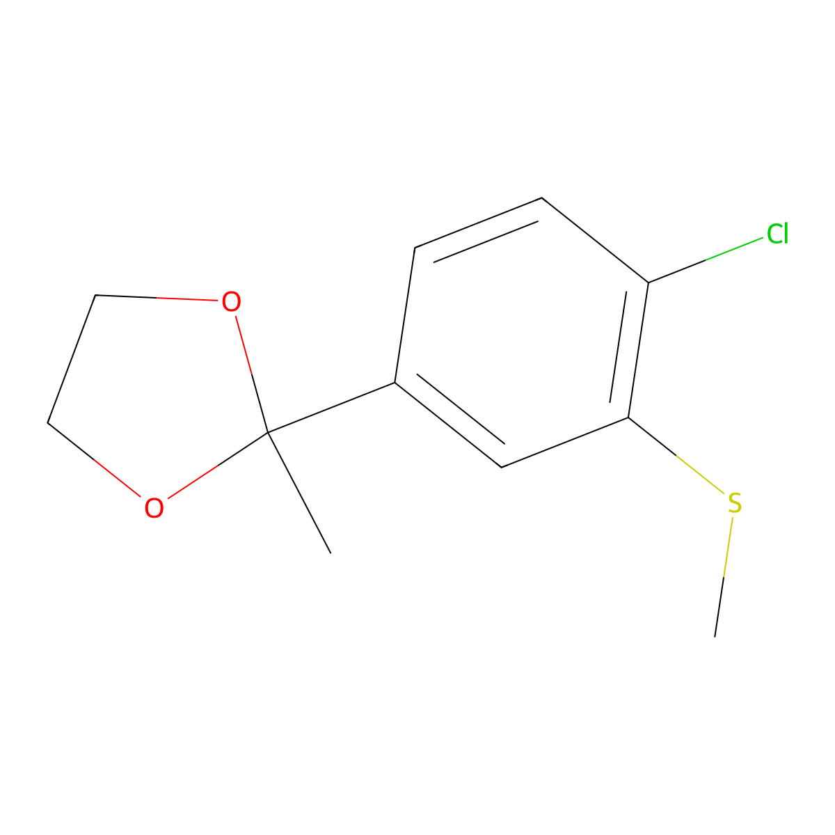 2-(4-Chloro-3-(methylthio)phenyl)-2-methyl-1,3-dioxolane molecular structure, CAS 2901082-82-2