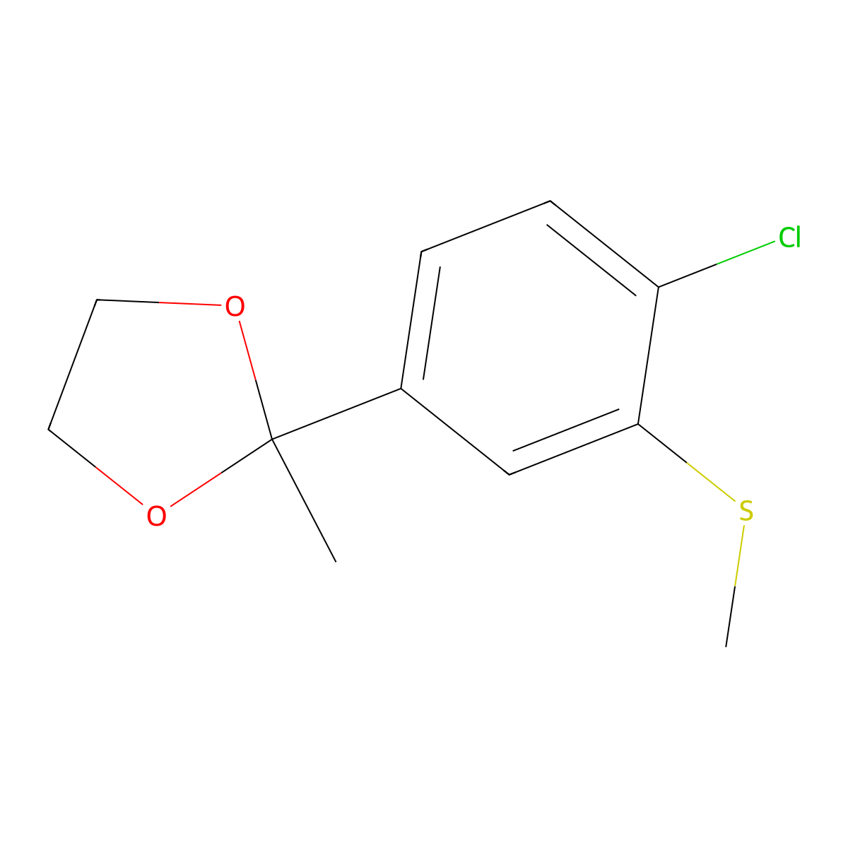 2-(4-Chloro-3-(methylthio)phenyl)-2-methyl-1,3-dioxolane molecular structure, CAS 2901082-82-2