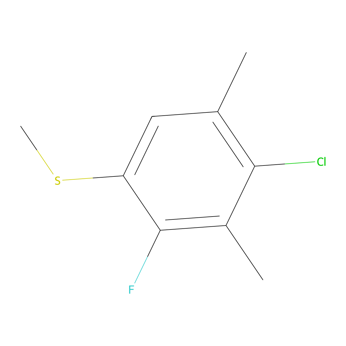 (4-Chloro-2-fluoro-3,5-dimethylphenyl)(methyl)sulfane molecular structure, CAS 2901082-83-3