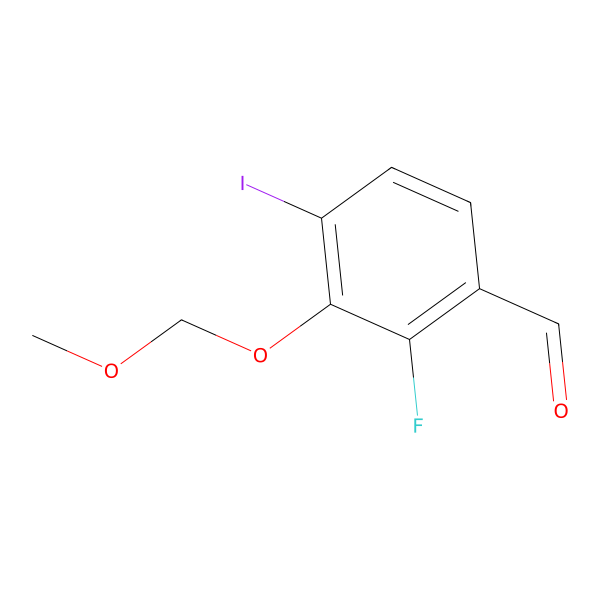2-Fluoro-4-iodo-3-(methoxymethoxy)benZaldehyde molecular structure, CAS 2901082-87-7