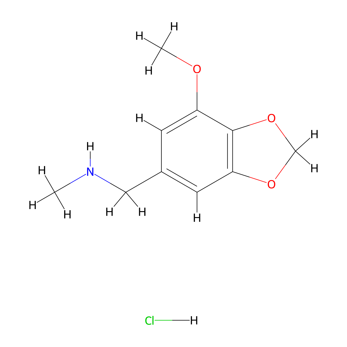 [(7-Methoxy-1,3-dioxaindan-5-yl)methyl](methyl)amine hydrochloride molecular structure, CAS 2901082-92-4