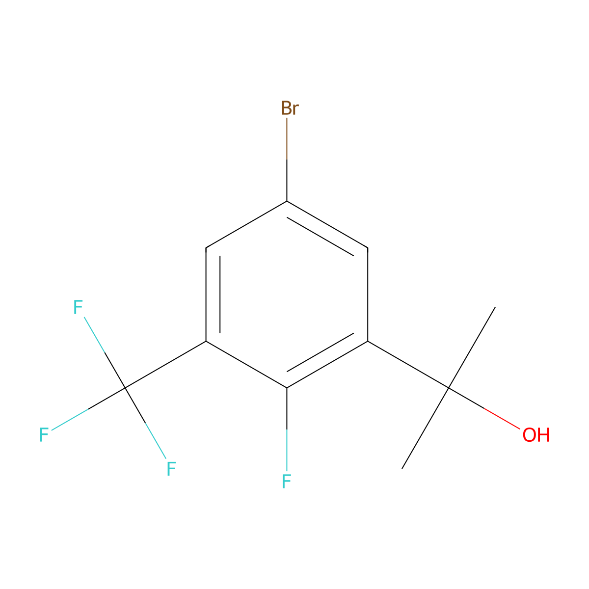 2-(5-Bromo-2-fluoro-3-(trifluoromethyl)phenyl)propan-2-ol molecular structure, CAS 2901082-98-0