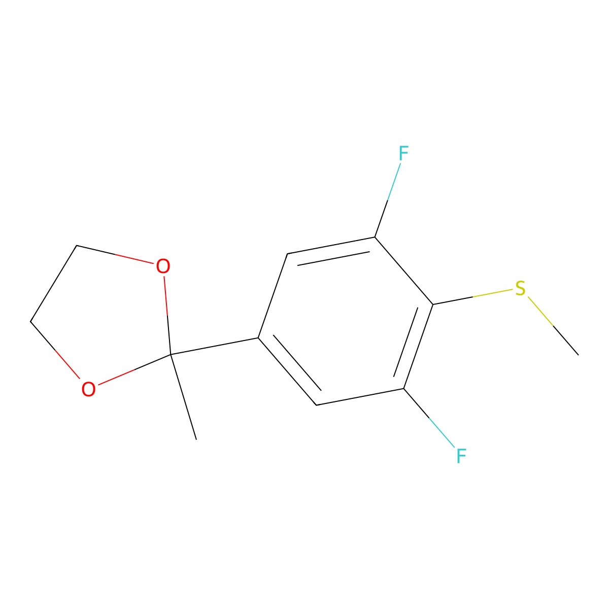 2-(3,5-Difluoro-4-(methylthio)phenyl)-2-methyl-1,3-dioxolane molecular structure, CAS 2901082-99-1