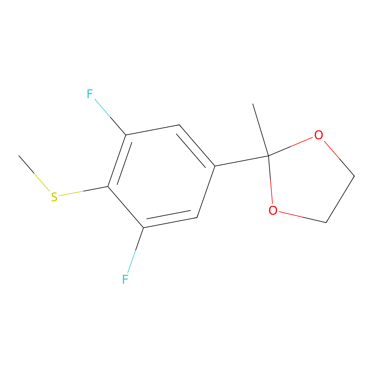 2-(3,5-Difluoro-4-(methylthio)phenyl)-2-methyl-1,3-dioxolane molecular structure, CAS 2901082-99-1