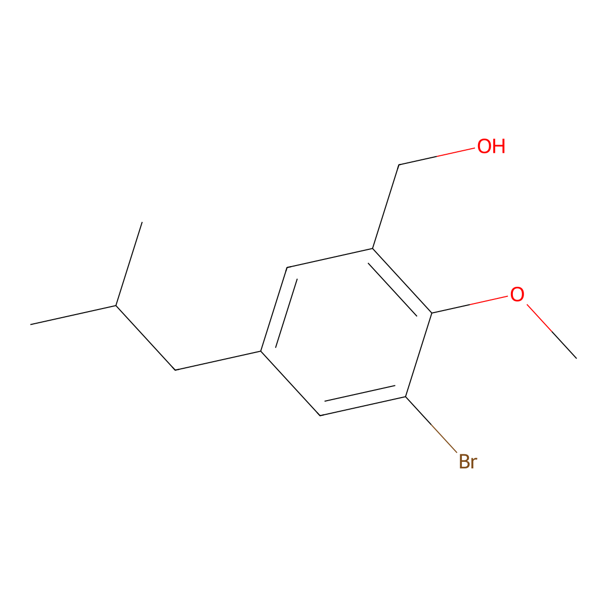 (3-Bromo-5-isobutyl-2-methoxyphenyl)methanol molecular structure, CAS 2901083-01-8
