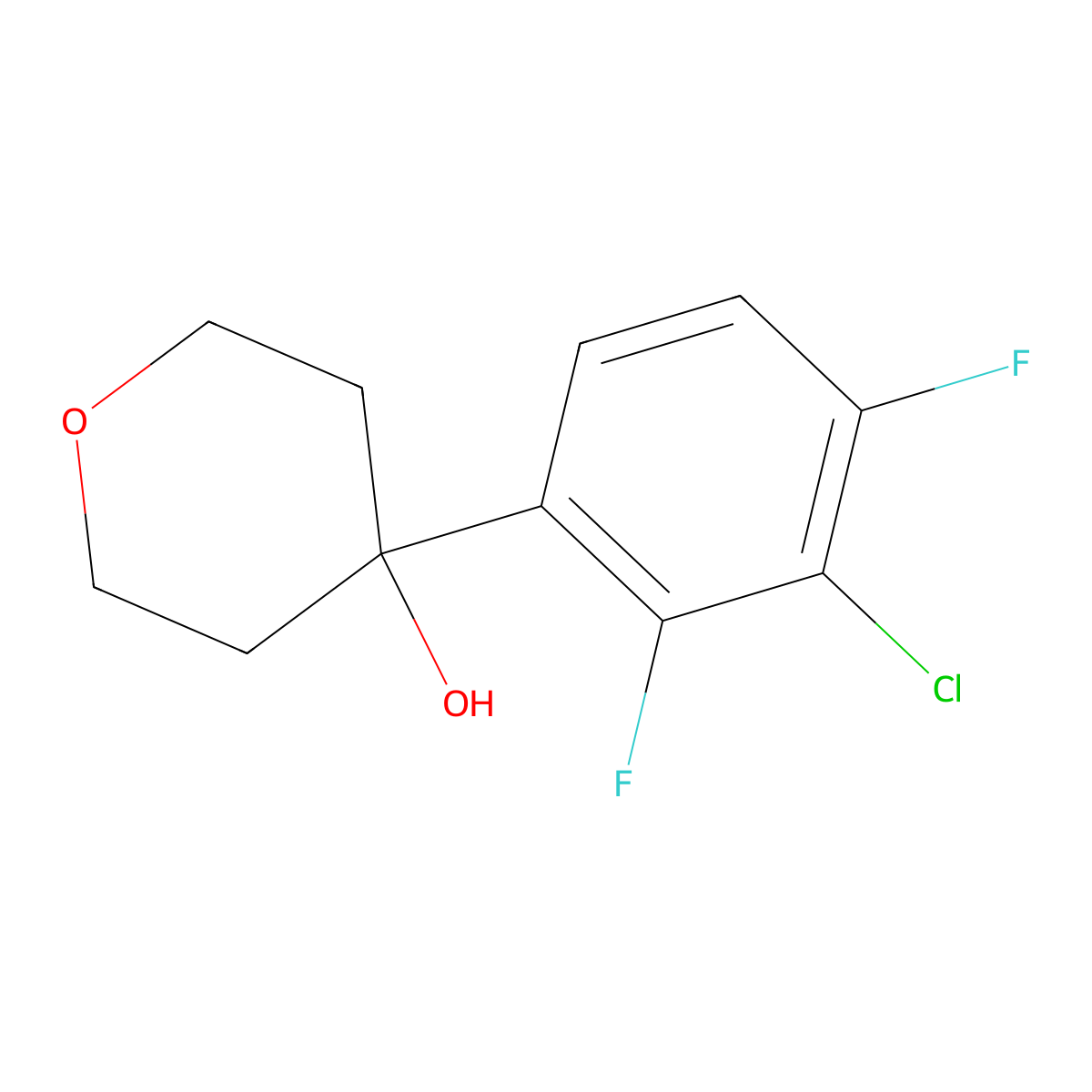 4-(3-Chloro-2,4-difluorophenyl)tetrahydro-2H-pyran-4-ol molecular structure, CAS 2901083-14-3