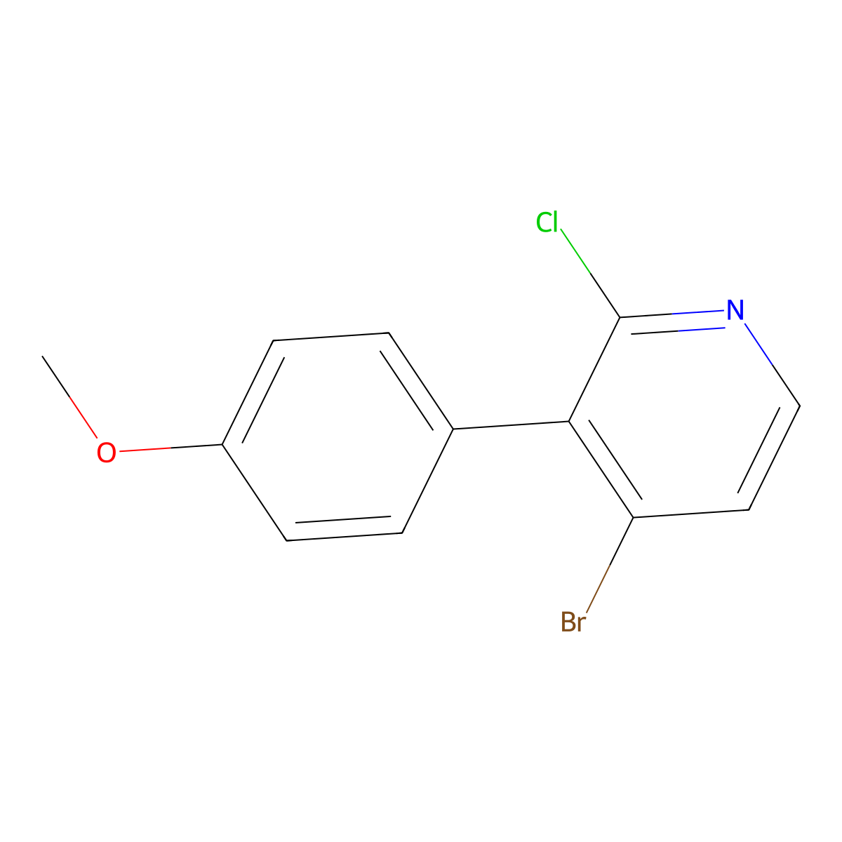 4-Bromo-2-chloro-3-(4-methoxyphenyl)pyridine molecular structure, CAS 2901083-15-4