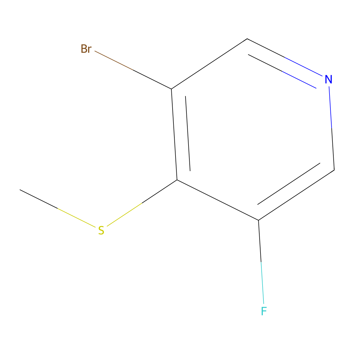 3-Bromo-5-fluoro-4-(methylthio)pyridine molecular structure, CAS 2901083-16-5