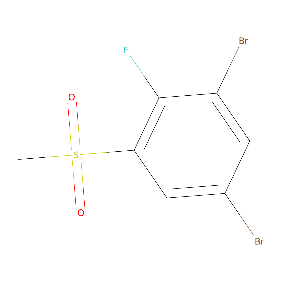 1,5-Dibromo-2-fluoro-3-(methylsulfonyl)benzene molecular structure, CAS 2901083-30-3