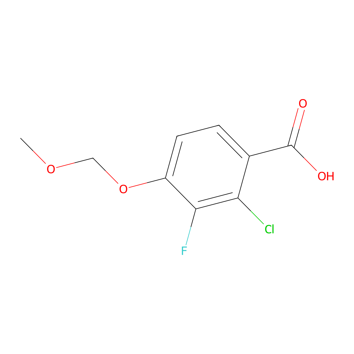 2-Chloro-3-fluoro-4-(methoxymethoxy)benZoic acid molecular structure, CAS 2901083-37-0