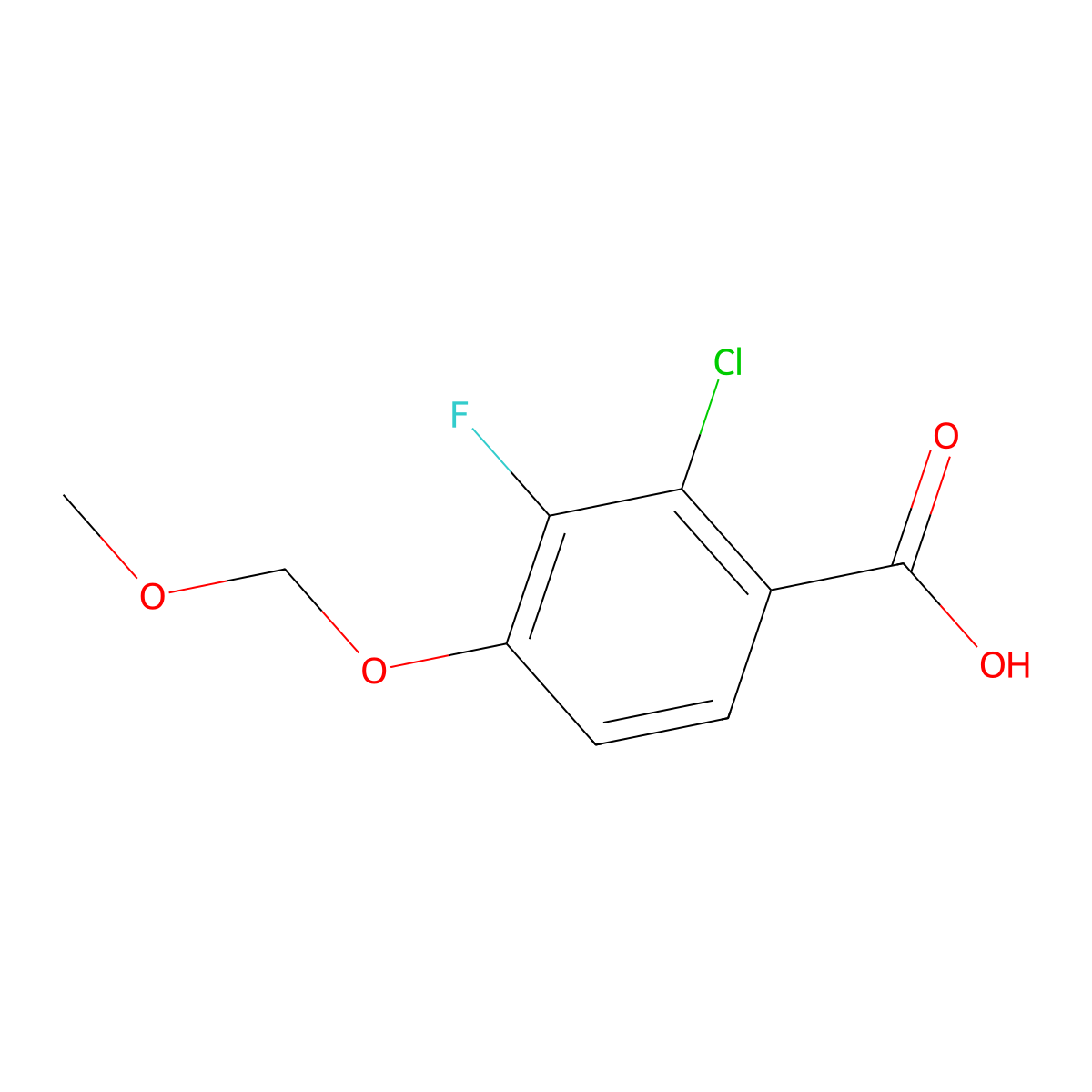 2-Chloro-3-fluoro-4-(methoxymethoxy)benZoic acid molecular structure, CAS 2901083-37-0
