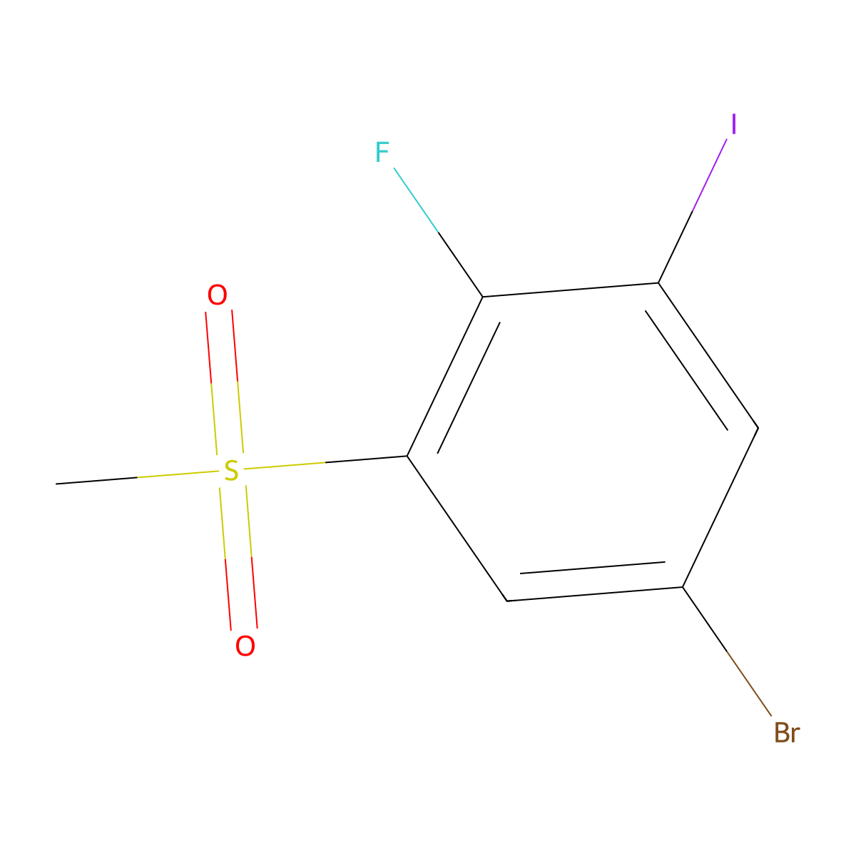 5-Bromo-2-fluoro-1-iodo-3-(methylsulfonyl)benzene molecular structure, CAS 2901083-38-1