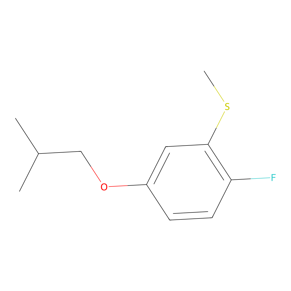 (2-Fluoro-5-isobutoxyphenyl)(methyl)sulfane molecular structure, CAS 2901083-43-8