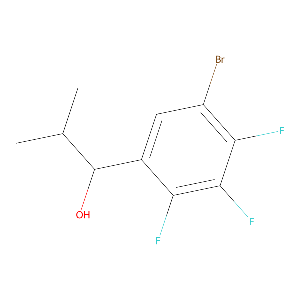 1-(5-Bromo-2,3,4-trifluorophenyl)-2-methylpropan-1-ol molecular structure, CAS 2901083-50-7