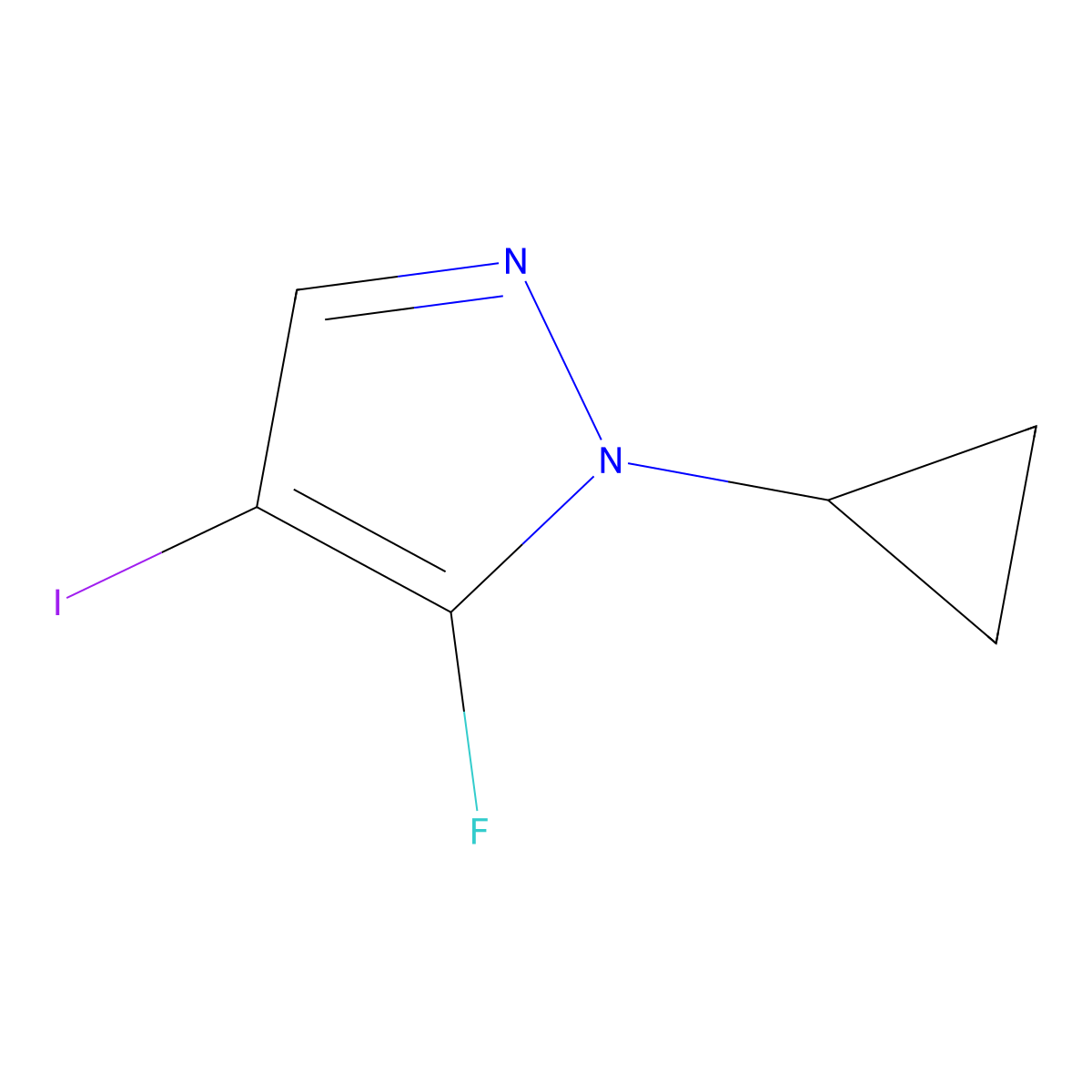 1-cyclopropyl-5-fluoro-4-iodo-1H-pyrazole molecular structure, CAS 2901084-48-6