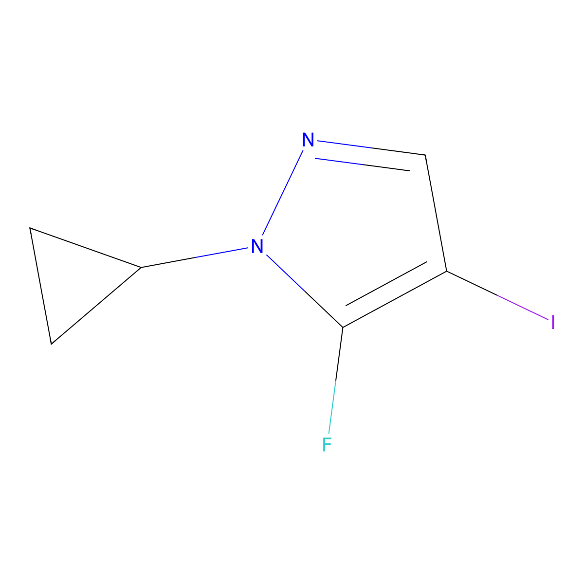 1-cyclopropyl-5-fluoro-4-iodo-1H-pyrazole molecular structure, CAS 2901084-48-6