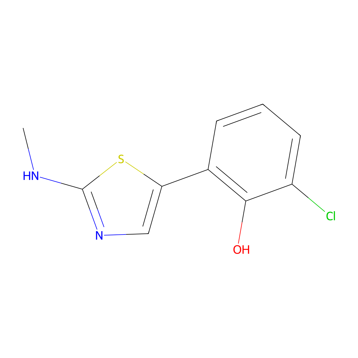2-Chloro-6-(2-(methylamino)thiazol-5-yl)phenol molecular structure, CAS 2901084-52-2