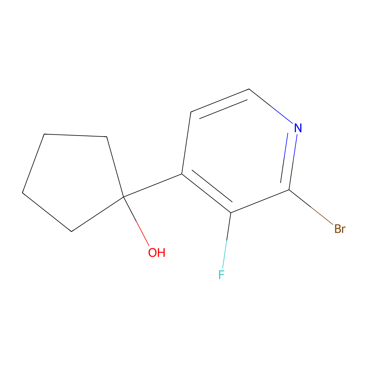 1-(2-Bromo-3-fluoropyridin-4-yl)cyclopentanol molecular structure, CAS 2901084-54-4