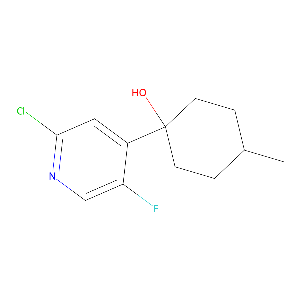 1-(2-Chloro-5-fluoropyridin-4-yl)-4-methylcyclohexanol molecular structure, CAS 2901084-57-7
