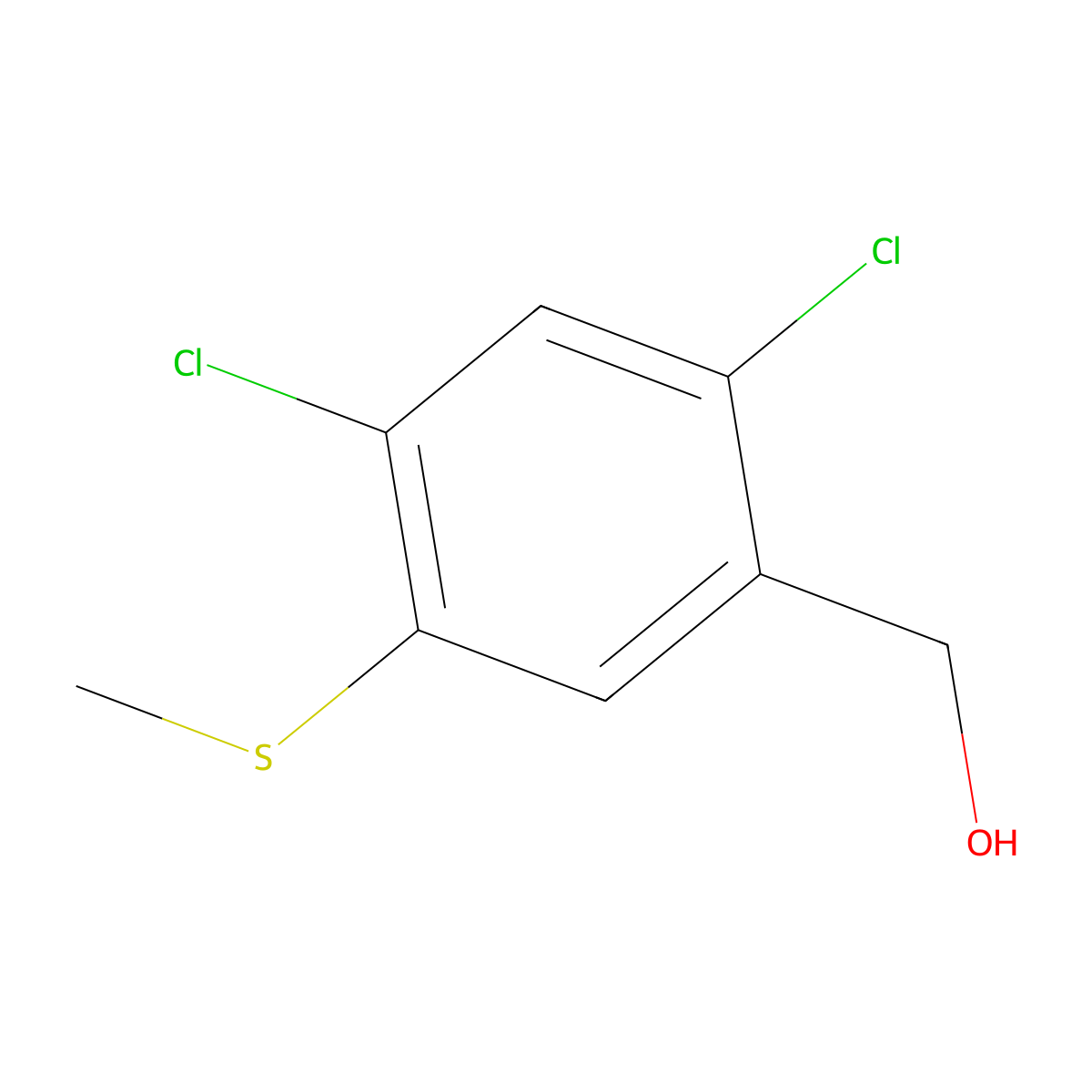 (2,4-Dichloro-5-(methylthio)phenyl)methanol molecular structure, CAS 2901084-59-9