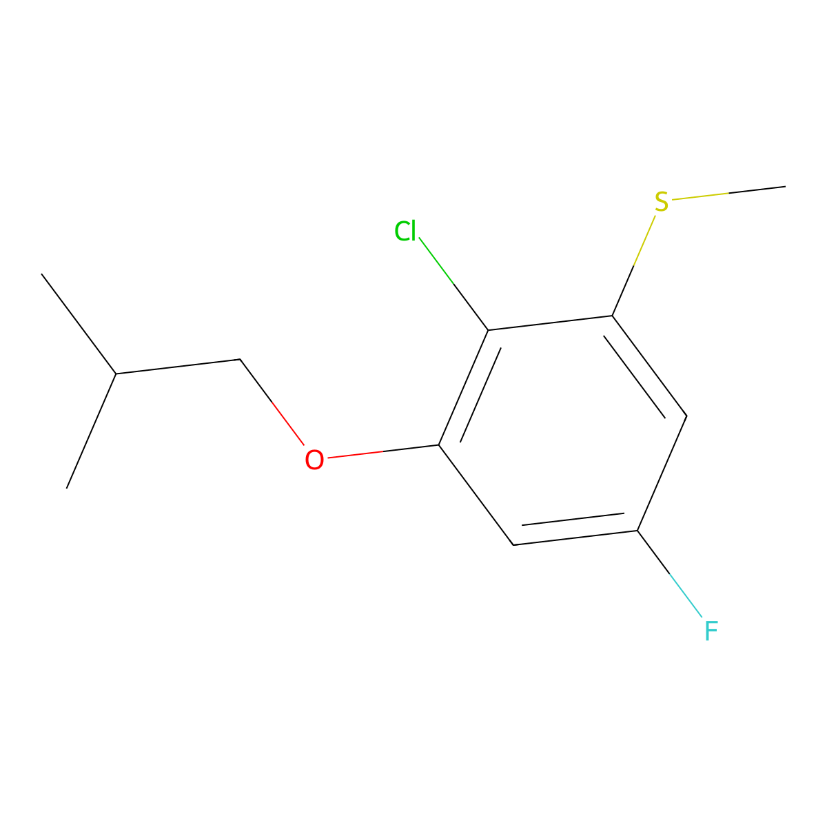(2-Chloro-5-fluoro-3-isobutoxyphenyl)(methyl)sulfane molecular structure, CAS 2901084-65-7