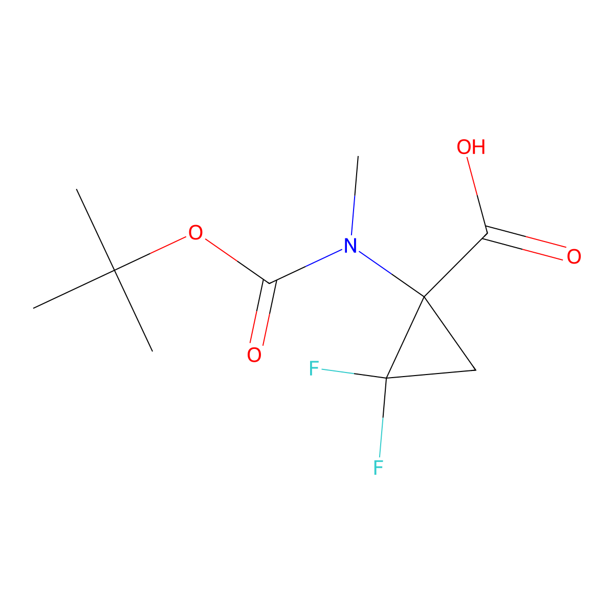 1-{[(Tert-butoxy)carbonyl](methyl)amino}-2,2-difluorocyclopropane-1-carboxylic acid molecular structure, CAS 2901084-66-8