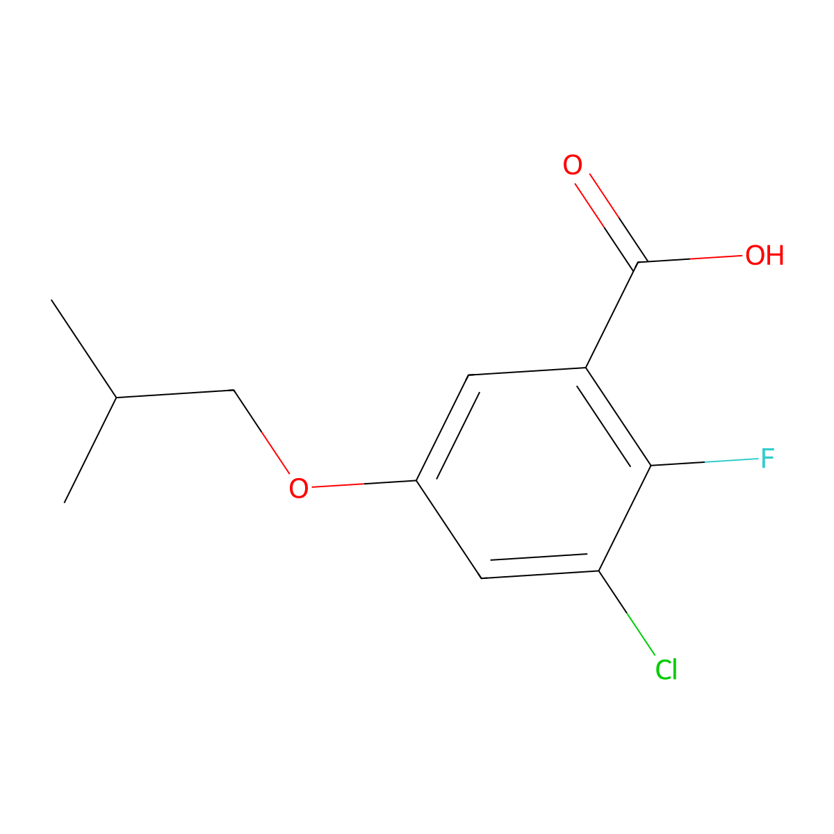 3-Chloro-2-fluoro-5-isobutoxybenZoic acid molecular structure, CAS 2901084-68-0