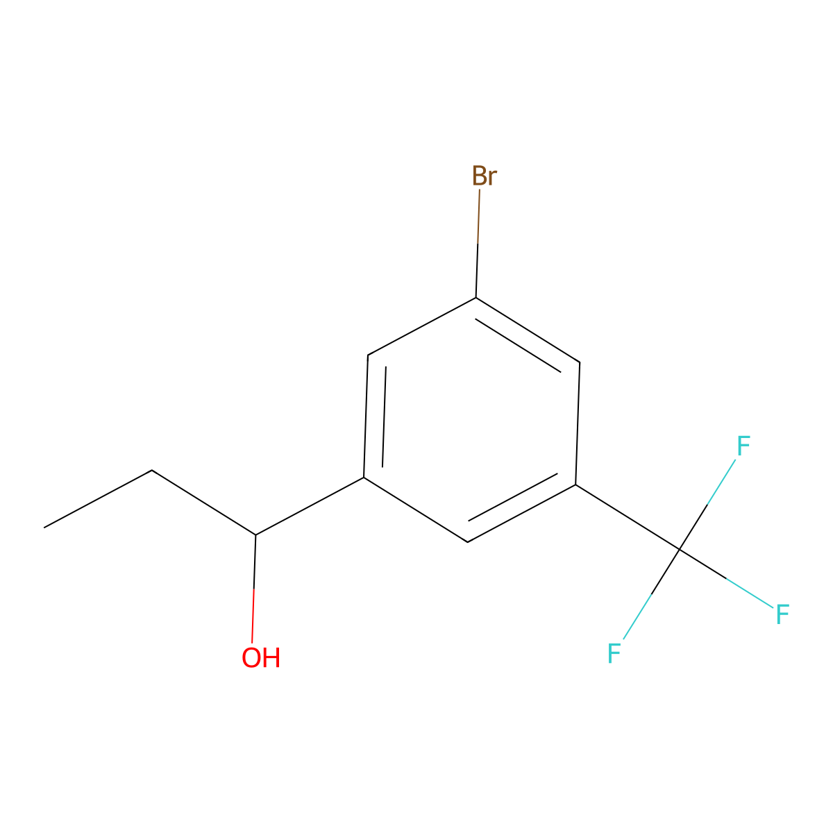 1-(3-Bromo-5-(trifluoromethyl)phenyl)propan-1-ol molecular structure, CAS 2901084-74-8