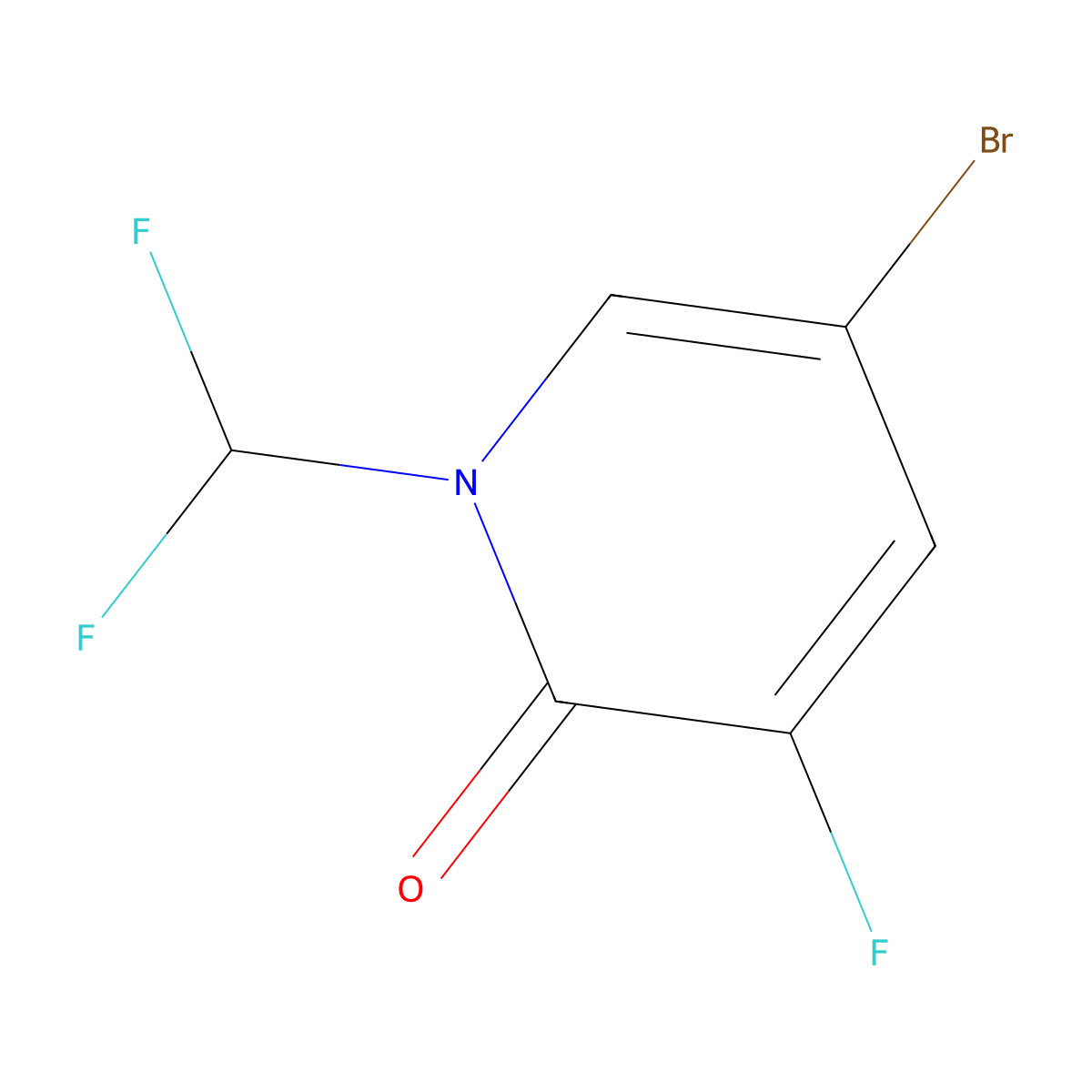 5-Bromo-1-(difluoromethyl)-3-fluoropyridin-2(1H)-one molecular structure, CAS 2901084-77-1