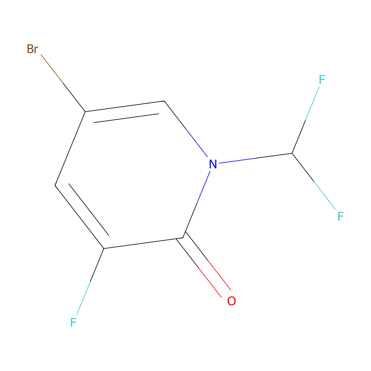 5-Bromo-1-(difluoromethyl)-3-fluoropyridin-2(1H)-one molecular structure, CAS 2901084-77-1
