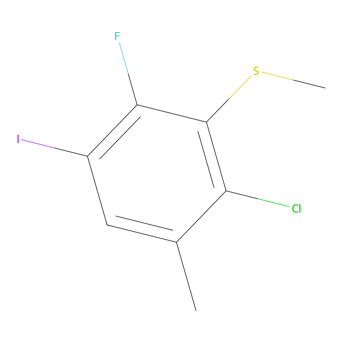 (2-Chloro-6-fluoro-5-iodo-3-methylphenyl)(methyl)sulfane molecular structure, CAS 2901084-79-3