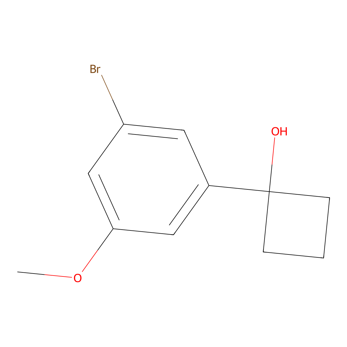 1-(3-Bromo-5-methoxyphenyl)cyclobutan-1-ol molecular structure, CAS 2901084-83-9