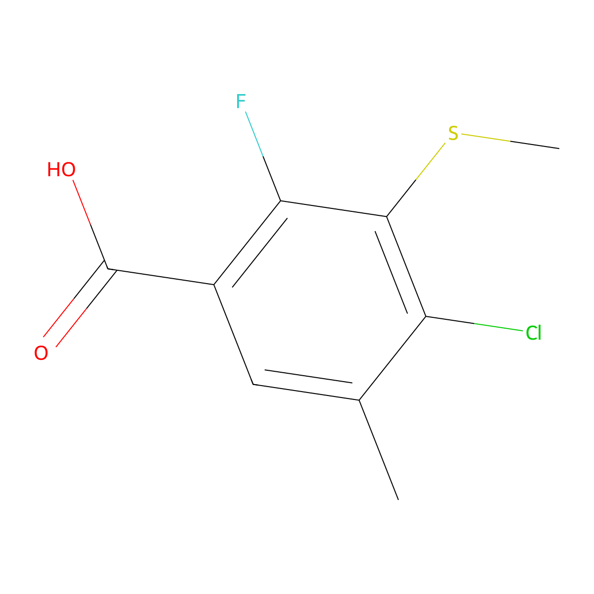 4-Chloro-2-fluoro-5-methyl-3-(methylthio)benZoic acid molecular structure, CAS 2901084-87-3